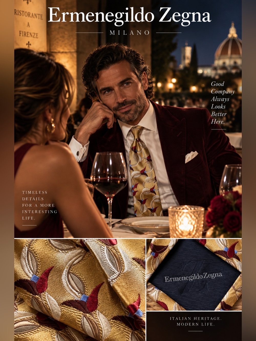 Ermenegildo Zegna Floral Fall Colors Tie